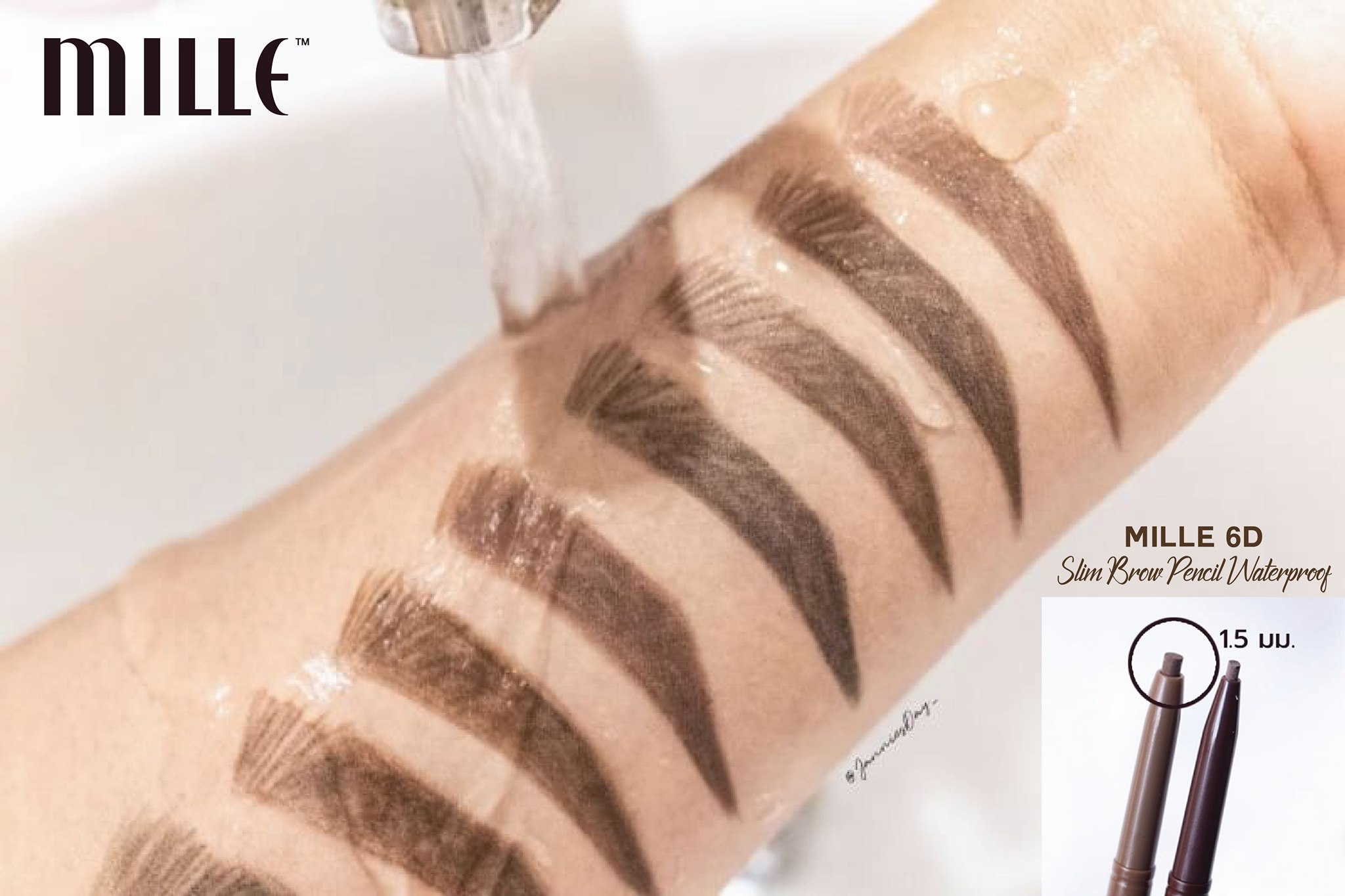 Mille 6D Slim Brow Pencil Waterproof #01 LIGHT BROWN 0.05 g ดินสอเขียนคิ้วรุ่นสลิม