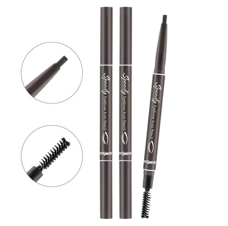 Peripera Speedy Eyebrow Auto Pencil มาพร้อมแปรงปัดคิ้วที่ช่วยเกลี่ยสีคิ้วไม่ให้เป็นปื้น มอบความติดทนตลอดวัน เหงื่ออกก็ไม่ไหลเยิ้มเหมือนแบรนด์ทั่วๆไป  พร้อมดินสอเขีบยคิ้วหัวเล็กที่ให้คุณวาดโครงคิ้วได้อย่างละเอียด สวยงาม ควบคุมง่าย